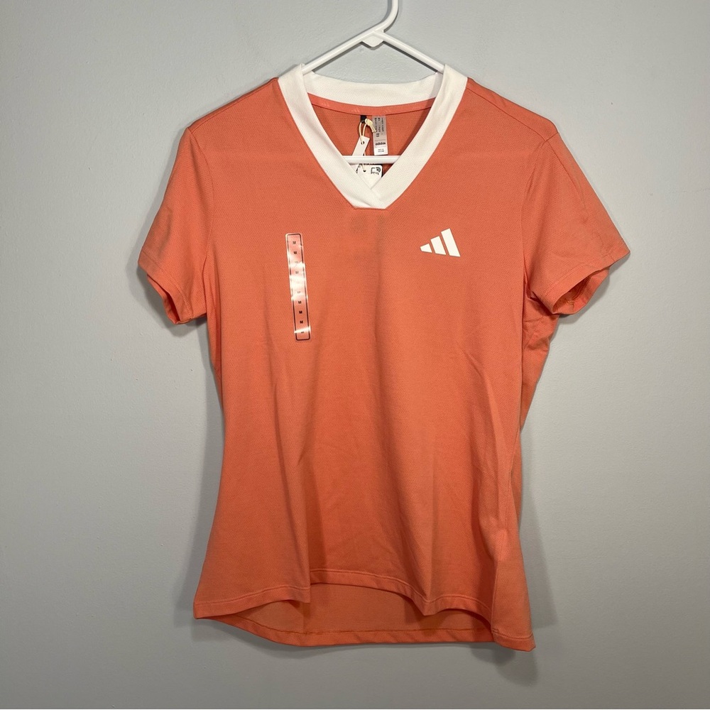 NEW Adidas Shirt Womens Medium Orange Salmon Golf Lightweight Performance Wear